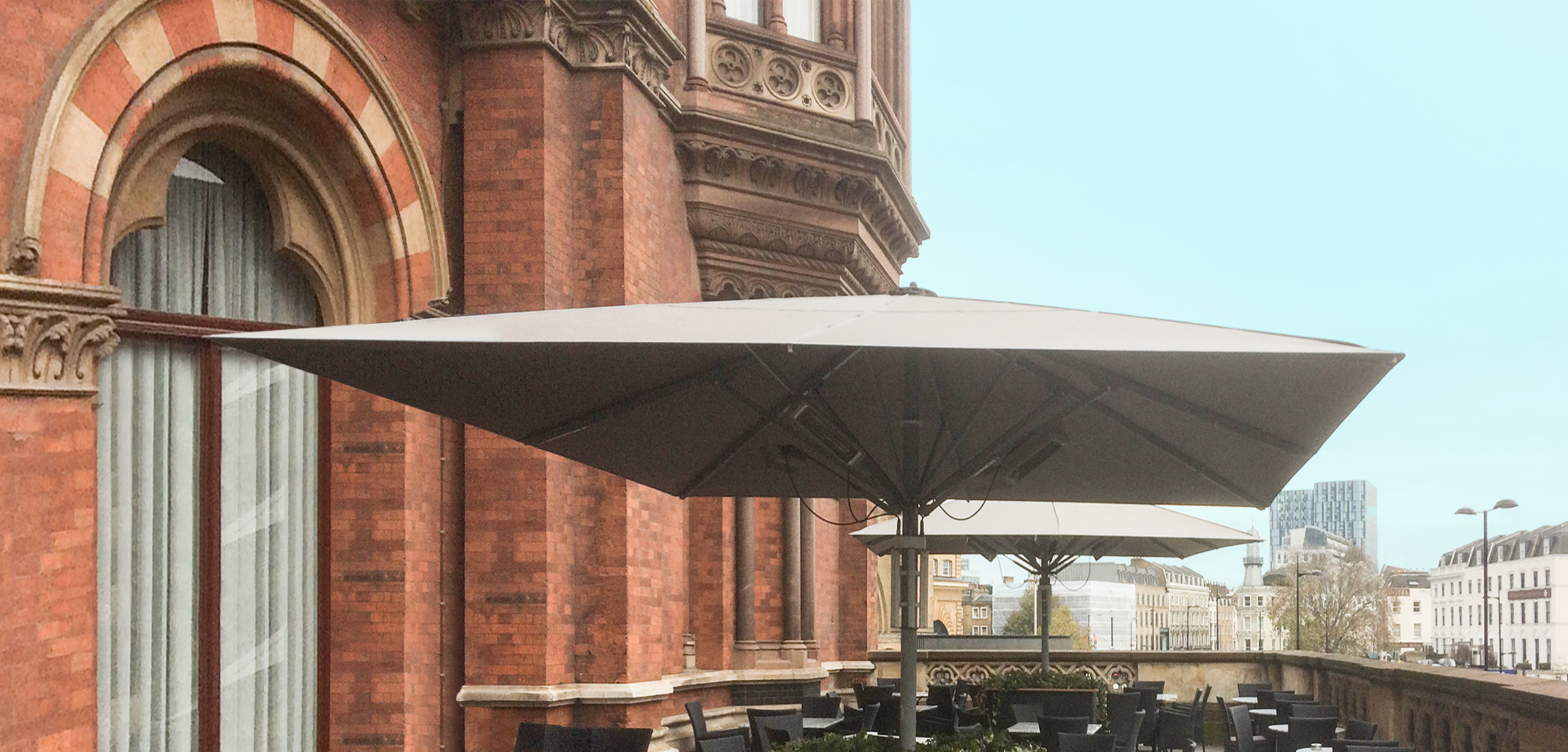 Parasols at The Betjeman Arms