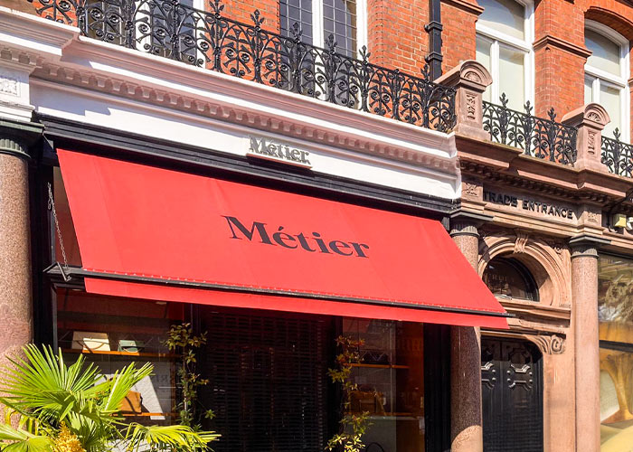 shop awning in Mayfair