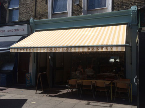 traditional awning at Doree Hackney