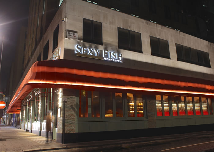 Red Canopies for Sexy Fish Restaurant