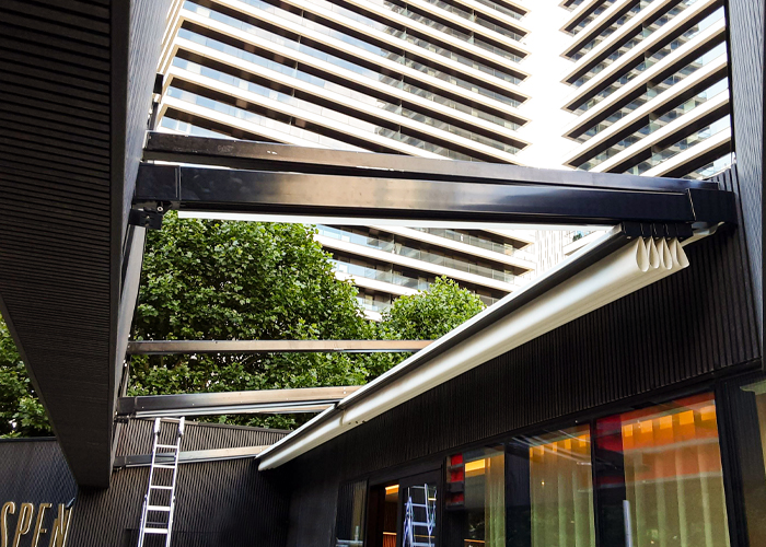 Commercial Terrace Awning retracted