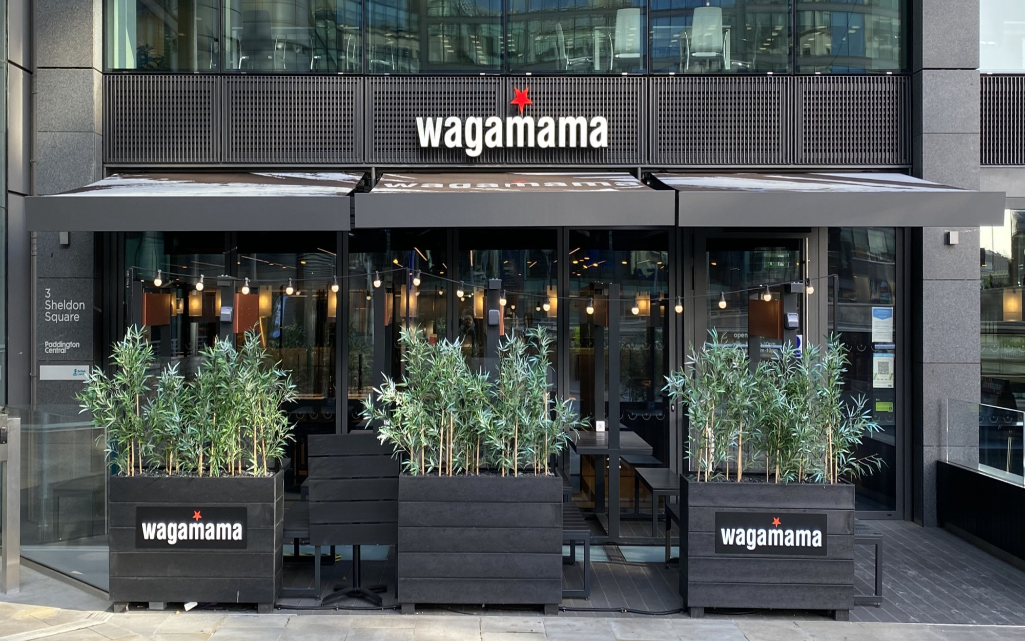 SQ2 awnings at Wagamama