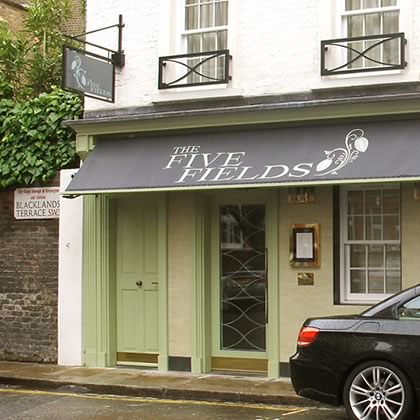 Restaurant awning at Five Fields - Chelsea - open