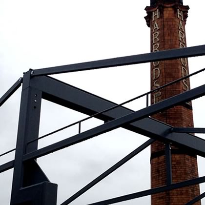 Harrods Depository roof terrace awning framework