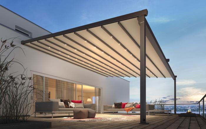 Vola Commercial Terrace Awning with lighting 