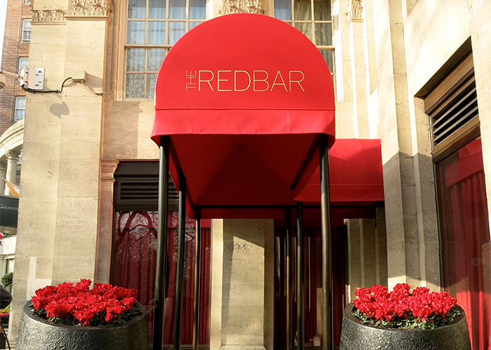The bull nose Rib Entrance Canopy® is a popular choice for hotel awnings