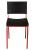 Chair - square profile metal frame powder-coated in red with charcoal hardwood seat
