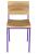 Chair - square profile metal frame powder-coated in violet with natural hardwood seat