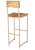 Bar Stool with Back - square profile metal frame powder-coated in champagne with natural hardwood seat