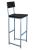 Bar Stool with Back - square profile metal frame powder-coated in duck egg with charcoal hardwood seat