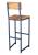 Bar Stool with Back - square profile metal frame powder-coated in ocean with natural hardwood seat