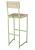 Bar Stool with Back - square profile metal frame powder-coated in sage with whitewash hardwood seat