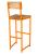 Bar Stool with Back - square profile metal frame powder-coated in sunset with natural hardwood seat