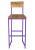 Bar Stool with Back - square profile metal frame powder-coated in violet with natural hardwood seat