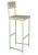 Bar Stool with Back - square profile metal frame powder-coated in white green with whitewash hardwood seat