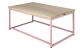 Coffee Table - square profile metal frame in powder-coated english pink with whitewash hardwood top