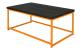 Coffee Table - square profile metal frame in powder-coated sunset with charcoal hardwood top