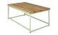 Coffee Table - square profile metal frame in powder-coated white green with natural hardwood top